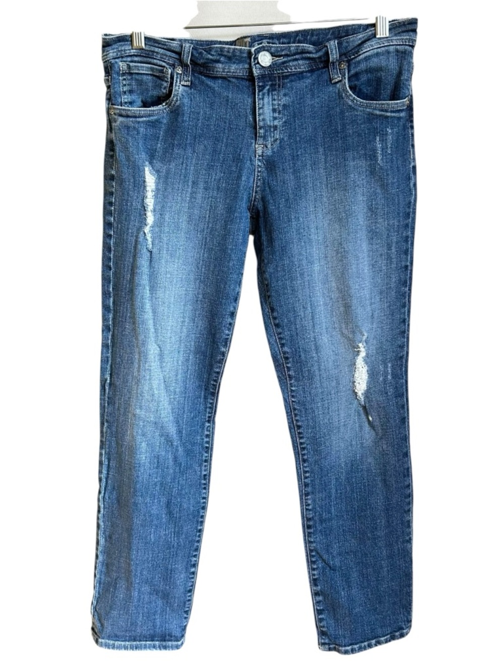 Kut From The Kloth KP065MA1R Distressed Skinny Jeans Size 12 Medium Wash